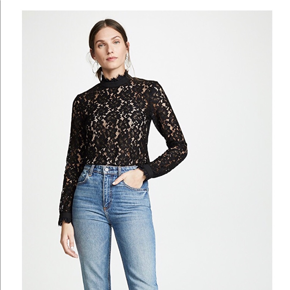 New WAYF women’s black lace blouse XS